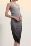 marc le bihan sleeveless dress gray-black 21007 ivort black